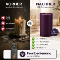 Deluxe Homeart LED Kerze mit Timerfunktion Dunkel Lila