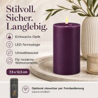 Deluxe Homeart LED Kerze mit Timerfunktion Dunkel Lila