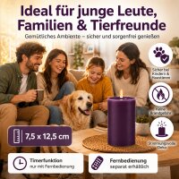 Deluxe Homeart LED Kerze mit Timerfunktion Dunkel Lila