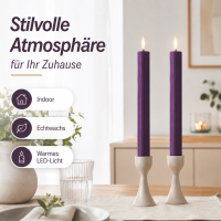 Deluxe Homeart LED Stabkerze mit Timerfunktion Dunkel Lila