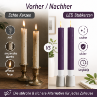 Deluxe Homeart LED Stabkerze mit Timerfunktion Dunkel Lila