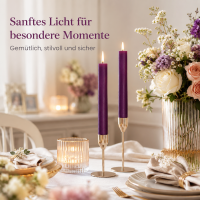 Deluxe Homeart LED Stabkerze mit Timerfunktion Dunkel Lila