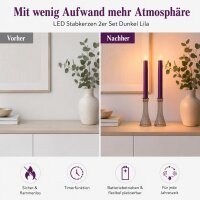 Deluxe Homeart LED Stabkerze mit Timerfunktion Dunkel Lila