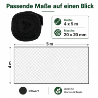 Vogelschutznetz Schwarz 4 x 5 m