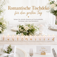 OOTB Just Married Kerzenwürfel Set weiß-gold – 12 Stück, je 3 x 3 x 3 cm