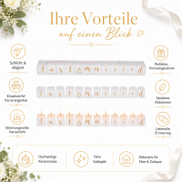 OOTB Just Married Kerzenwürfel Set weiß-gold – 12 Stück, je 3 x 3 x 3 cm