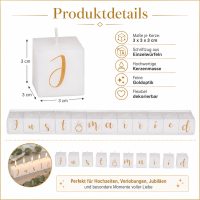 OOTB Just Married Kerzenwürfel Set weiß-gold – 12 Stück, je 3 x 3 x 3 cm