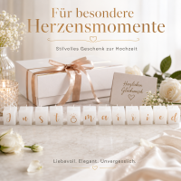 OOTB Just Married Kerzenwürfel Set weiß-gold – 12 Stück, je 3 x 3 x 3 cm