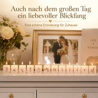 OOTB Just Married Kerzenwürfel Set weiß-gold – 12 Stück, je 3 x 3 x 3 cm