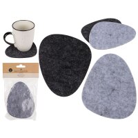 4er-SET Filz-Untersetzer Pebblestone Grau
