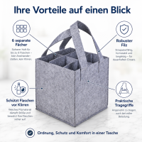 Filz-Tasche für 6 Flaschen Grau
