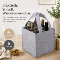 Filz-Tasche für 6 Flaschen Grau