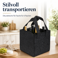 Filz-Tasche für 6 Flaschen Schwarz