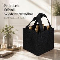 Filz-Tasche für 6 Flaschen Schwarz