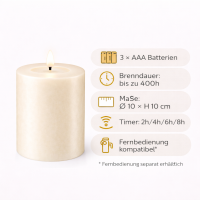 Deluxe Homeart LED Kerze mit Timerfunktion Creme