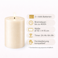 Deluxe Homeart LED Kerze mit Timerfunktion Creme