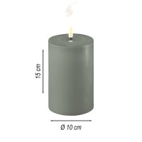 Deluxe Homeart LED Kerze mit Timerfunktion Salbei Grün