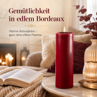 Deluxe Homeart LED Kerze mit Timerfunktion Bordeaux