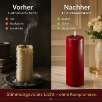 Deluxe Homeart LED Kerze mit Timerfunktion Bordeaux
