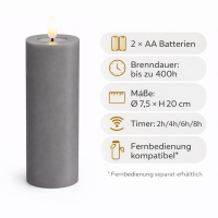 Deluxe Homeart LED Kerze mit Timerfunktion Grau