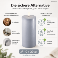 Deluxe Homeart LED Kerze mit Timerfunktion Dust Blue
