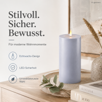 Deluxe Homeart LED Kerze mit Timerfunktion Dust Blue