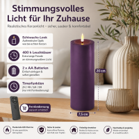 Deluxe Homeart LED Kerze mit Timerfunktion Dunkel Lila