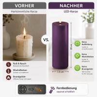 Deluxe Homeart LED Kerze mit Timerfunktion Dunkel Lila