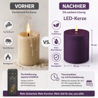 Deluxe Homeart LED Kerze mit Timerfunktion Dunkel Lila