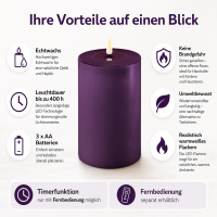 Deluxe Homeart LED Kerze mit Timerfunktion Dunkel Lila