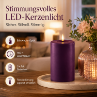 Deluxe Homeart LED Kerze mit Timerfunktion Dunkel Lila