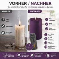 Deluxe Homeart LED Kerze mit Timerfunktion Dunkel Lila