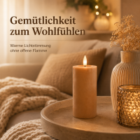 Deluxe Homeart LED Kerze mit Timerfunktion Karamell Braun