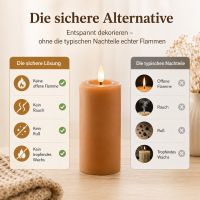 Deluxe Homeart LED Kerze mit Timerfunktion Karamell Braun