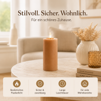 Deluxe Homeart LED Kerze mit Timerfunktion Karamell Braun