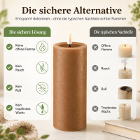 Deluxe Homeart LED Kerze mit Timerfunktion Karamell Braun