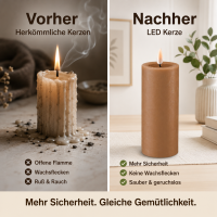 Deluxe Homeart LED Kerze mit Timerfunktion Karamell Braun