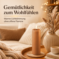Deluxe Homeart LED Kerze mit Timerfunktion Karamell Braun