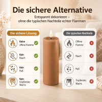 Deluxe Homeart LED Kerze mit Timerfunktion Karamell Braun