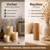 Deluxe Homeart LED Kerze mit Timerfunktion Karamell Braun
