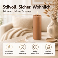 Deluxe Homeart LED Kerze mit Timerfunktion Karamell Braun