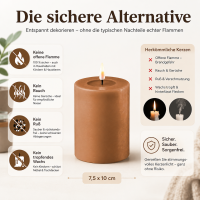 Deluxe Homeart LED Kerze mit Timerfunktion Karamell Braun