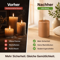 Deluxe Homeart LED Kerze mit Timerfunktion Karamell Braun