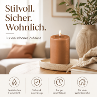 Deluxe Homeart LED Kerze mit Timerfunktion Karamell Braun