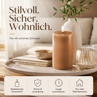 Deluxe Homeart LED Kerze mit Timerfunktion Karamell Braun