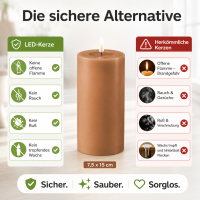Deluxe Homeart LED Kerze mit Timerfunktion Karamell Braun