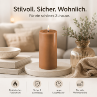 Deluxe Homeart LED Kerze mit Timerfunktion Karamell Braun