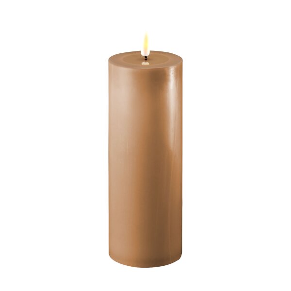 Deluxe Homeart LED Kerze mit Timerfunktion Karamell Braun