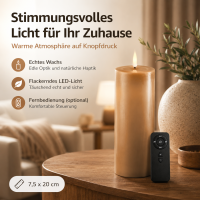 Deluxe Homeart LED Kerze mit Timerfunktion Karamell Braun