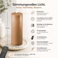 Deluxe Homeart LED Kerze mit Timerfunktion Karamell Braun